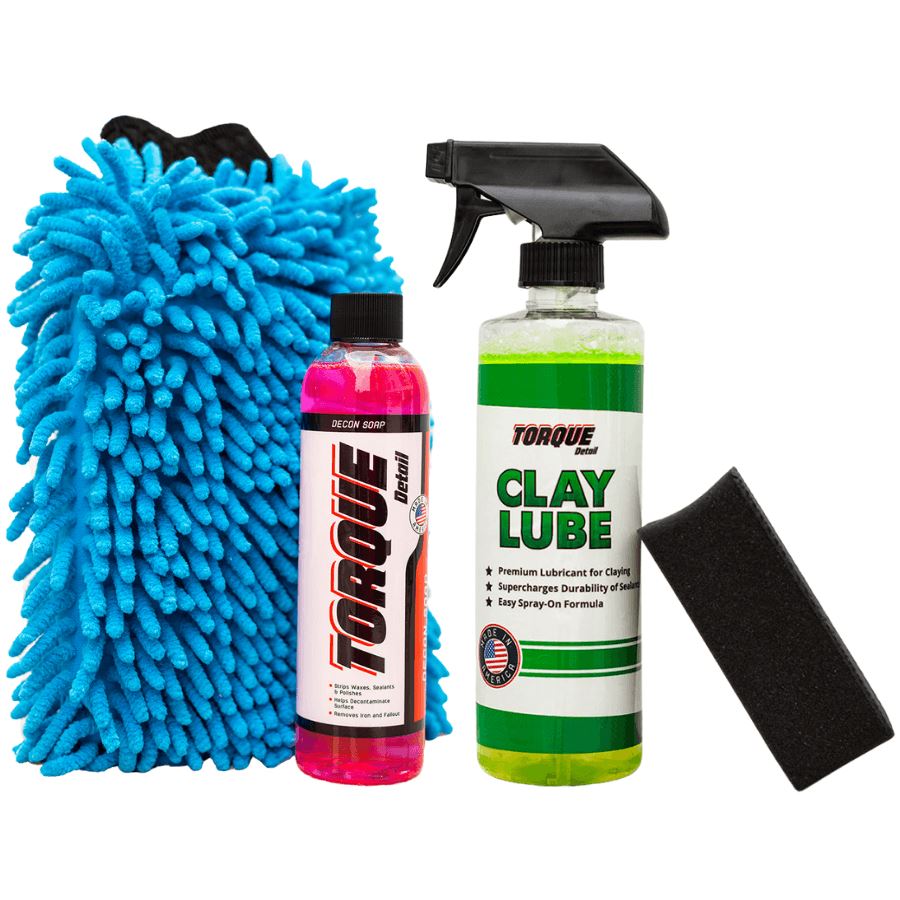 Full Automotive Decontamination Wash Kit | Decontamination Soap, Wash Mitt, Clay Lube and Reusable Clay Pad - Torque Detail