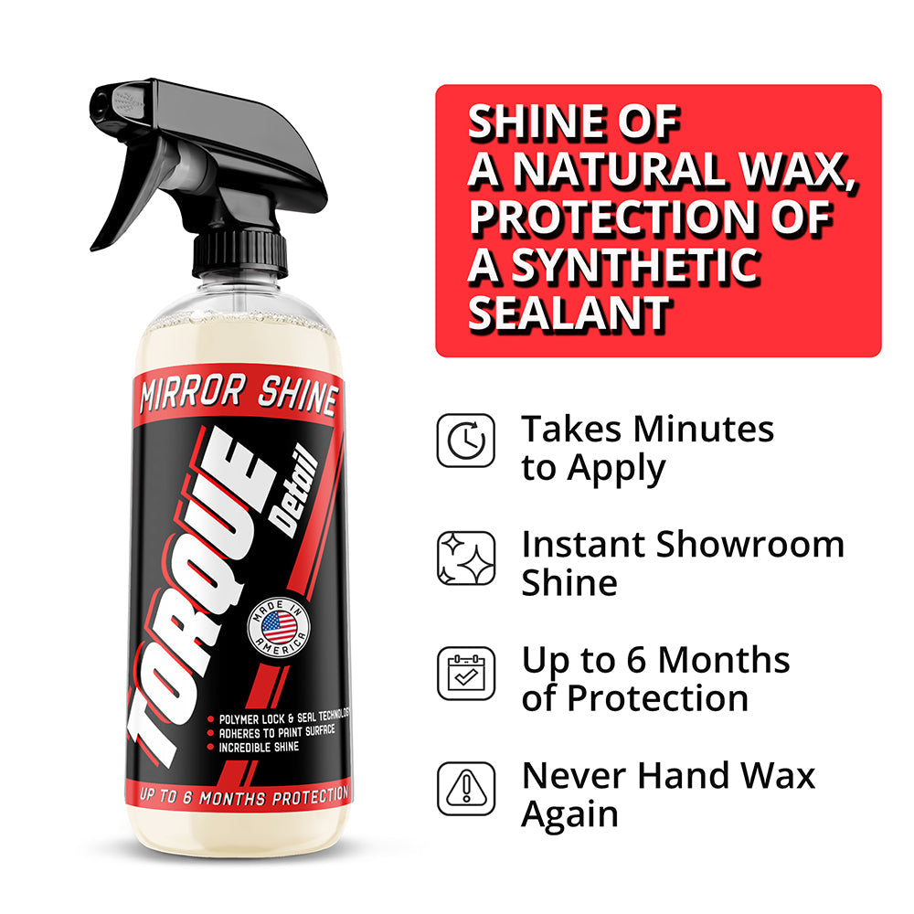 Mirror Shine - Ceramic Car Wax Spray & Sealant for Showroom Shine (16oz Bottle) Torque Detail