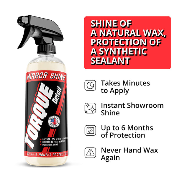Mirror Shine - Ceramic Car Wax Spray & Sealant for Showroom Shine (16oz Bottle) Torque Detail